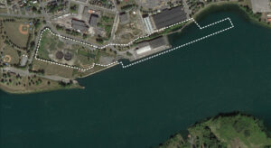Map showing outline of the Port Lands property